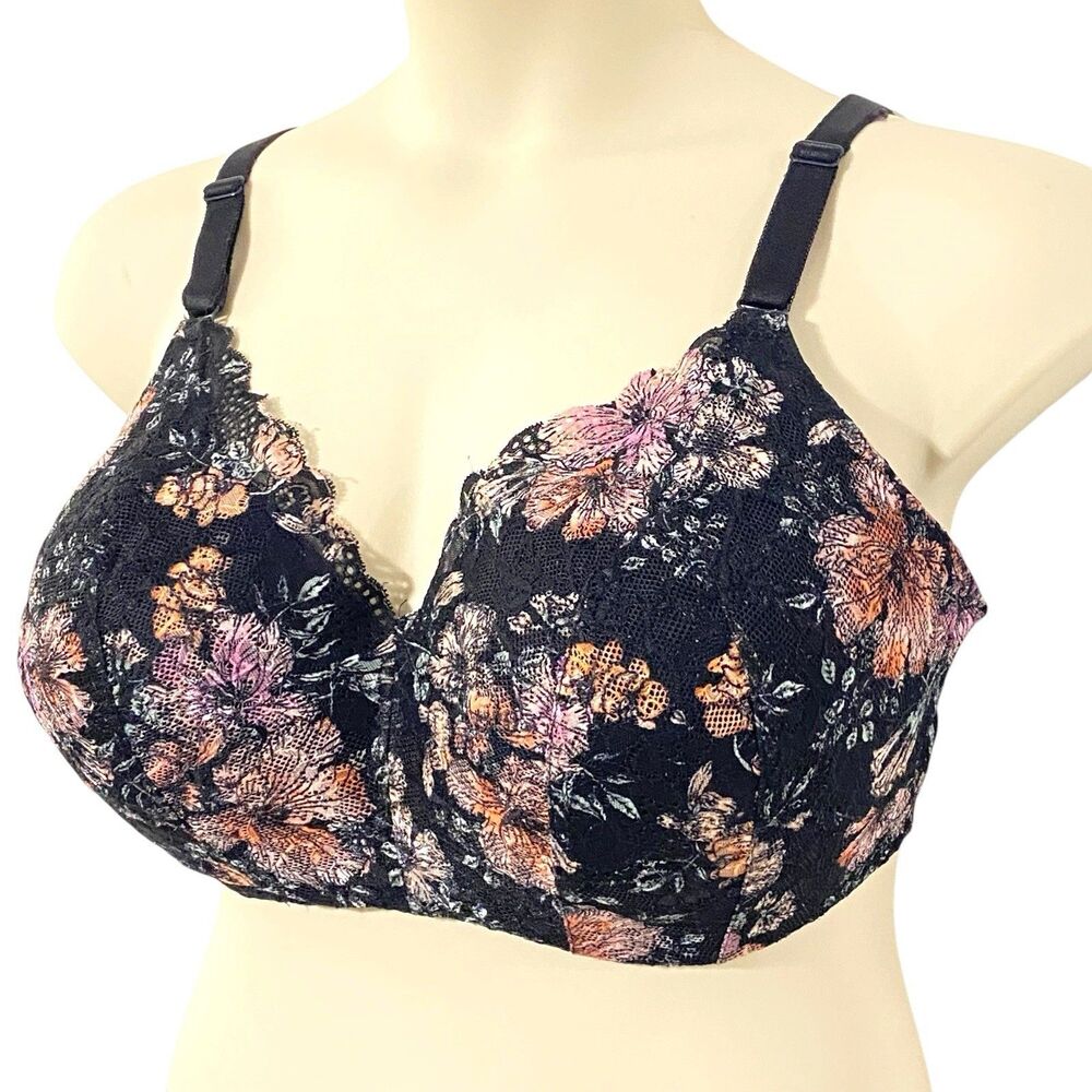 Torrid Curve Wire Free Bra Floral Lace 40DDD Lightly padded